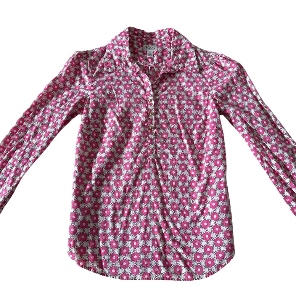 Lilly Pulitzer Pink and White Button-Up Blouse - Picture 2 of 8